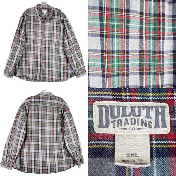 Duluth Trading Co Shirt Plaid Button Down Flannel Long Sleeve Red Men’s XXL - Picture 1 of 11
